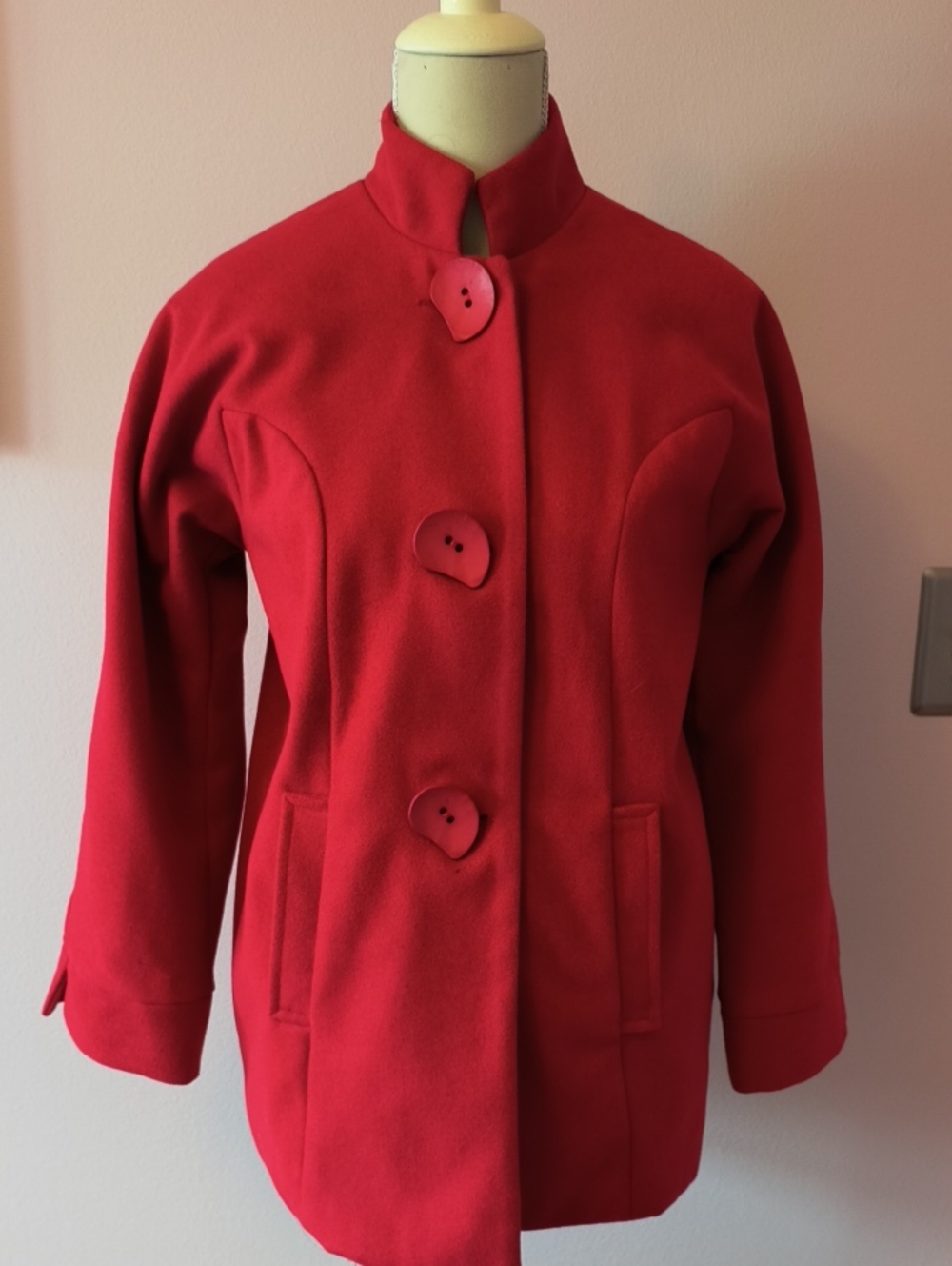 Robert Louis Red Stand-Collar Pea Coat
